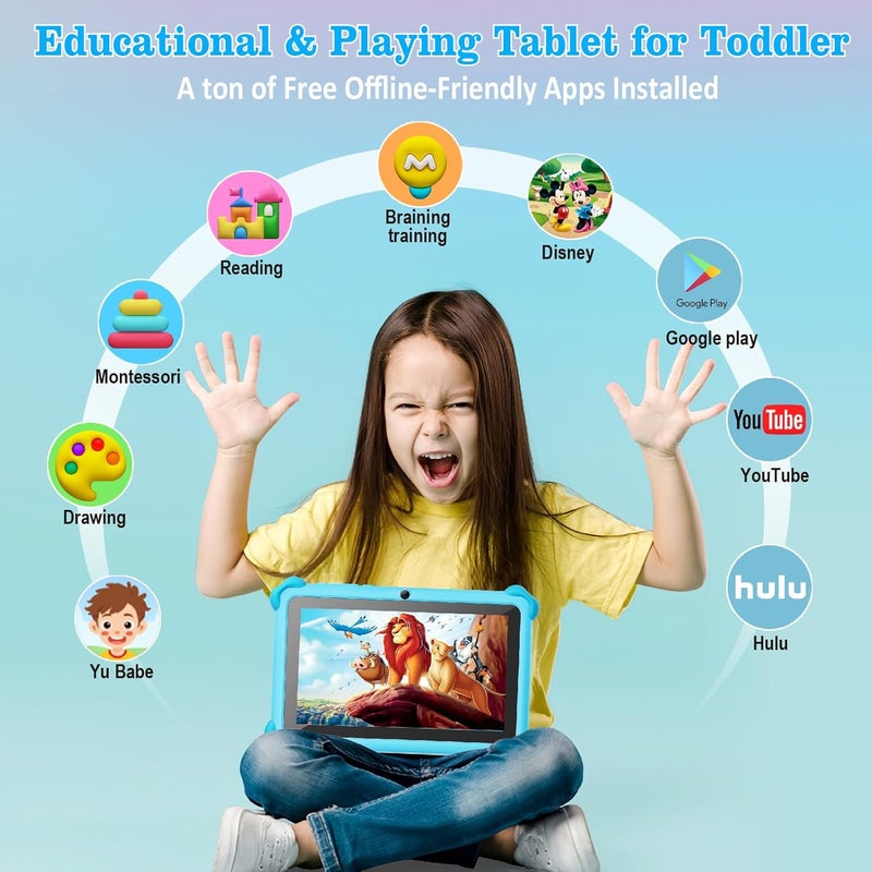 Trayoo Kids Tablet, 7 inch Tablets for Kids, 32GB Toddler Tablet with Case Included, Parental Control, Dual Camera, GMS, WiFi (Blue) - Image 2